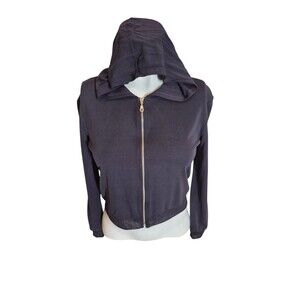 Max Studio Vintage Cropped Knit Hoodie Activewear Zip Up .Hoodie Purple Sz XS